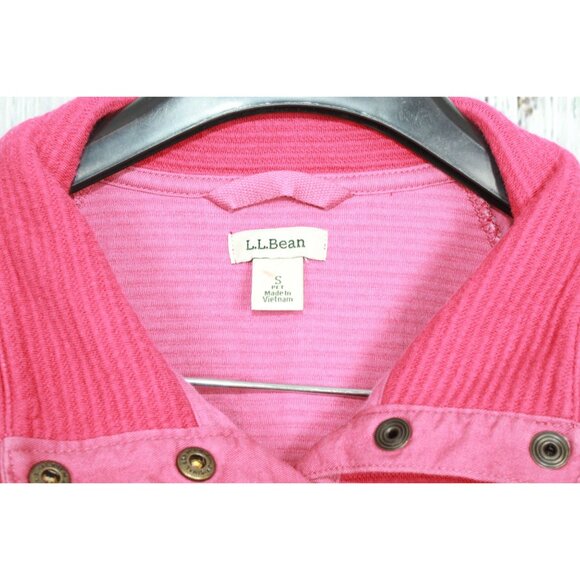 LL Bean Lakewashed Double-Knit Quarter Snap Pullover Rasp Berry S Pet - Picture 5 of 11